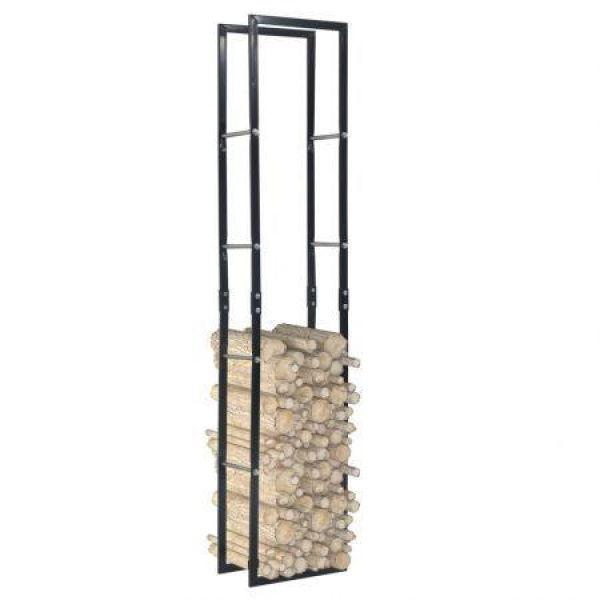 Firewood Rack Black 40x25x200 Cm Steel