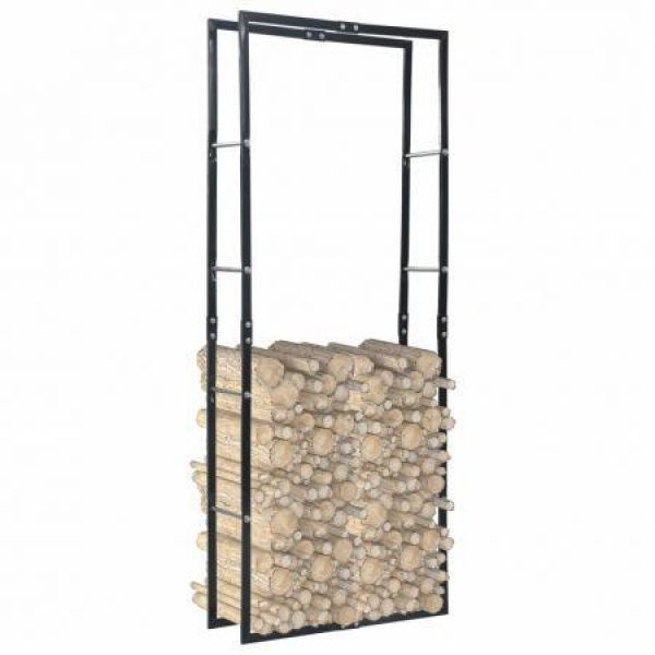 Firewood Rack Black 80x25x200 Cm Steel