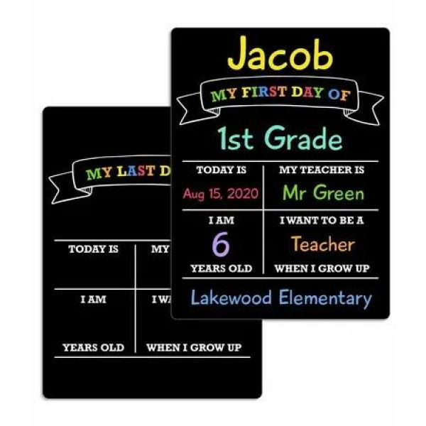 First Last Day School Sign Board Double Sided Reusable Chalkboard Preschool Kindergarten Back to School Keeper Erasable Surface Christmas Gift