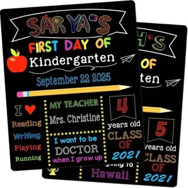 First Last Day School Sign Board Double Sided Reusable Chalkboard Preschool Kindergarten Back to School Keeper Erasable Surface Christmas Gift