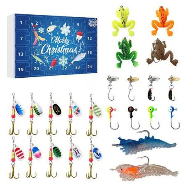 Fishing Advent Calendar 2024, Fishing Lure Advent Calendar Countdown, 24 Days Fishing Lures Set For Fishers Men Teen Boys Surprise