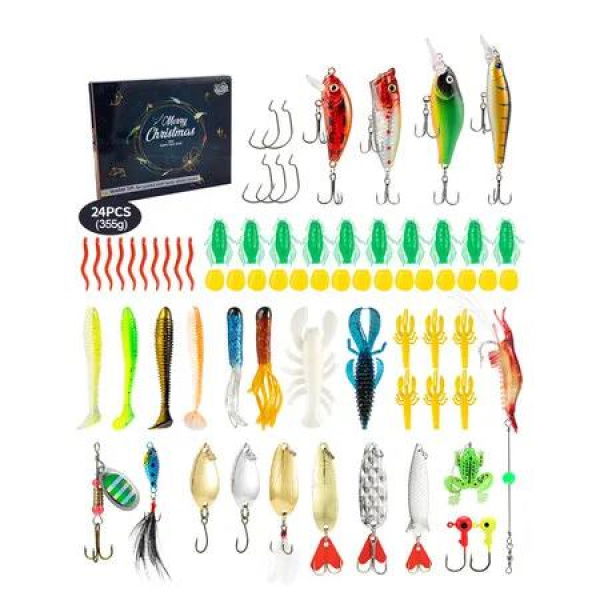 Fishing Advent Calendar 2025 Men Women Boys Girls, 24 Days Fishing Lure Advent Calendar for Fisher Men Boys