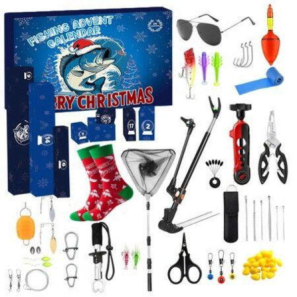 Fishing Advent Calendar 2025,24 Day Christmas Countdown Fishing Lures Tackle Set for Fisher Men,Father,Granpa,Boys Xmas Surprise Gift