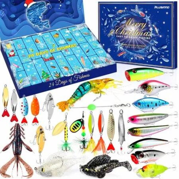 Fishing Advent Calendar 24 Days Christmas Countdown Calendar Fishing Tackle Lures Gifts For Men