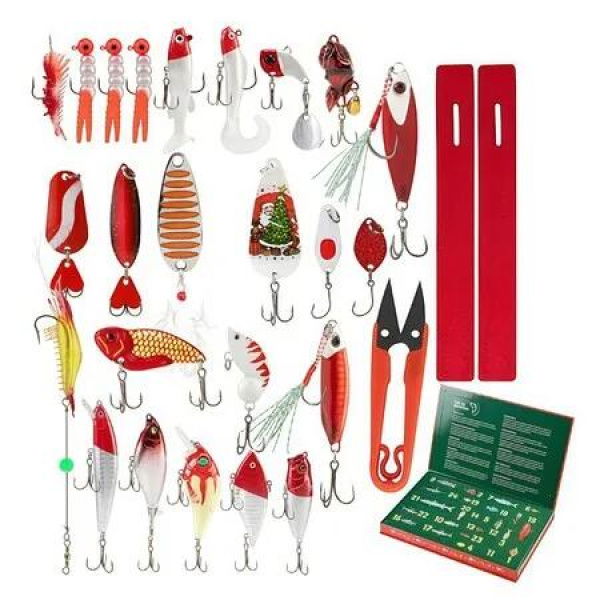 Fishing Christmas Advent Calendar 24 Days Christmas Countdown Calendar Fishing Tackle Lures Gifts For Men Salt Water Freshwater Fishing