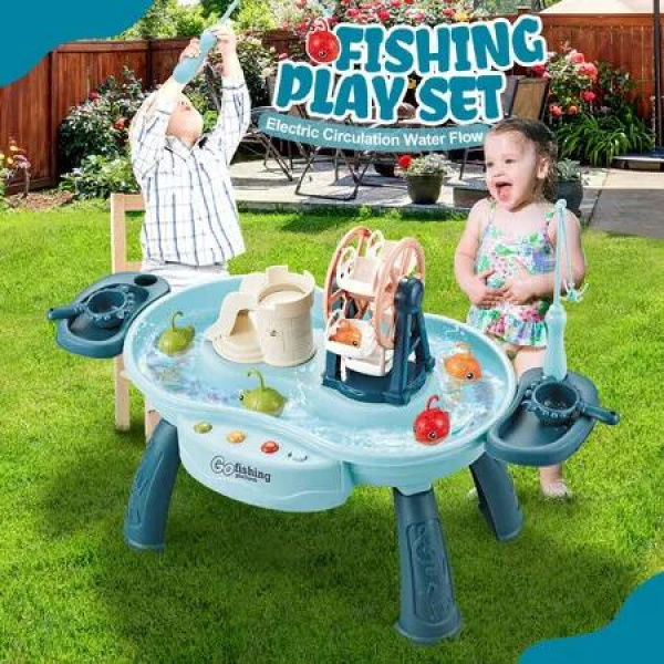 Fishing Game Water Table Kids Pretend Play Set Electric Pool Toys Children Role Pond Outdoor Backyard Activity