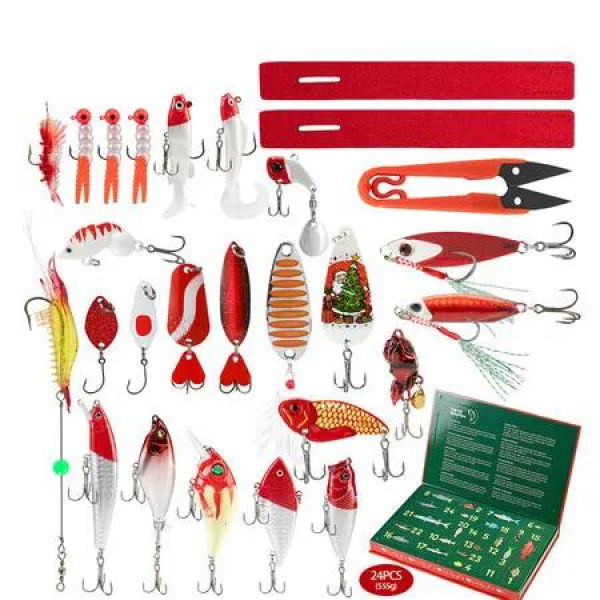 Fishing Lure Advent Calendar 2025 24Pcs/Set 24 Days Countdown Fishing Advent Calendar Blind Boxes