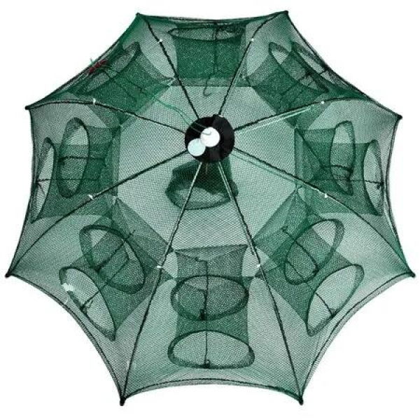 Fishing Net Crab Net Telescopic Hand Throw Net Foldable Umbrella Crab Trap 16 Holes Collapsible Lobster Crayfish Cage Non Escape Design With Bag Rope