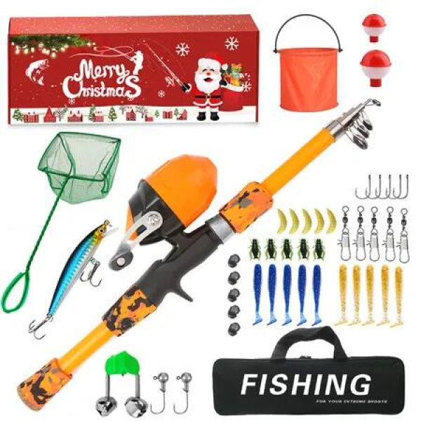 Fishing Tackle Lures Set Fishing Advent Calendar,Fishing Christmas Countdown 24 Days,Christmas Surprise Bait Gift Lures Angling Essentials Col Orange