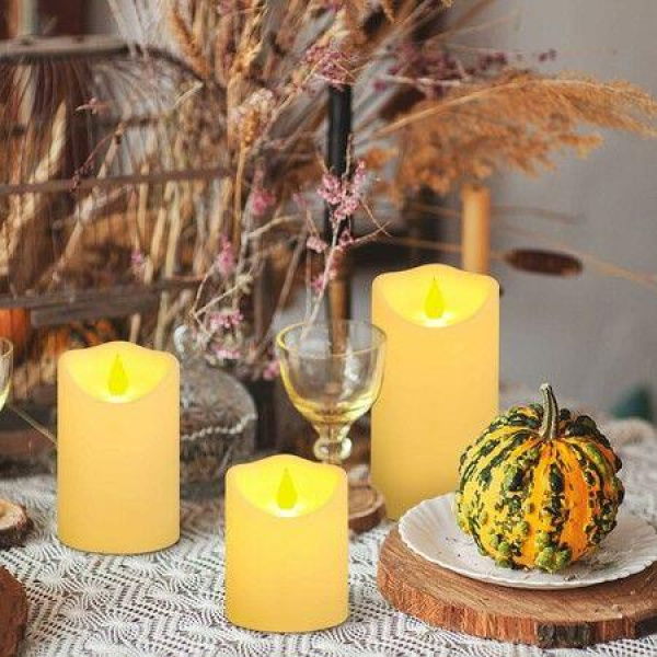 Flameless Candles, Waterproof Outdoor Battery Operated Candles , Plastic LED Candles 3 Pack Large Pillar Candles (Battery Not Included)