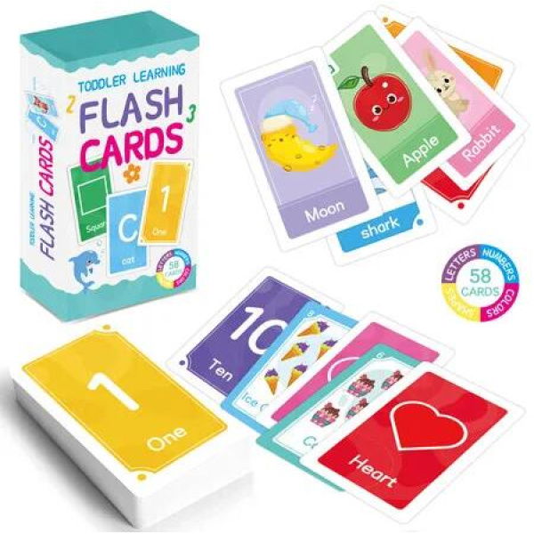 Flash Cards Toddlers 58 Double Sides Interactive Learning Numbers Colors Shapes Weather Early Childhood Development Education Toys Preschool