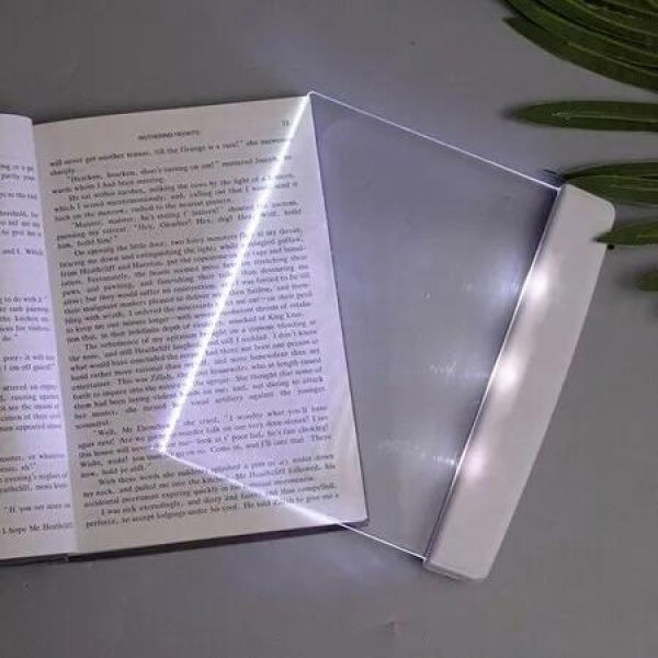 Flat Book Lights for Reading at Night in Bed Clear LED Book Page Light Bookmark Light for Reading Illuminator Panel Plate Lamp Board Wireless, White