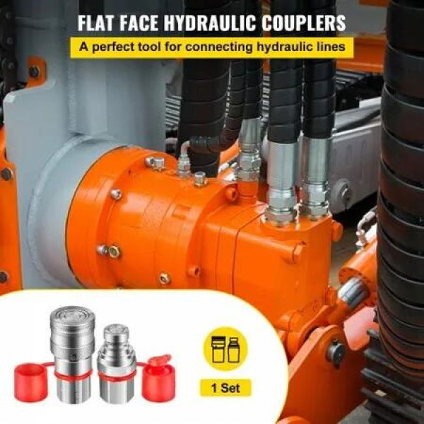 Flat Face Hydraulic Couplers Skid Steer Quick Coupling 1/2' Body 1/2' NPT