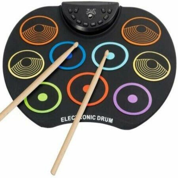 Flexible Completely Portable Electronic Drum Set Roll Up Drum Practice Pad With Headphone Jack Without Speaker Drum Pedals 12 Hours Playtime Great Holiday Birthday Gift For Kids