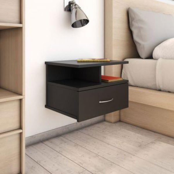 Floating Nightstand Black 40x31x27 Cm Chipboard