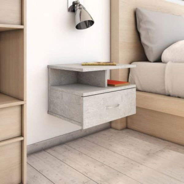 Floating Nightstand Concrete Grey 40x31x27 Cm Chipboard