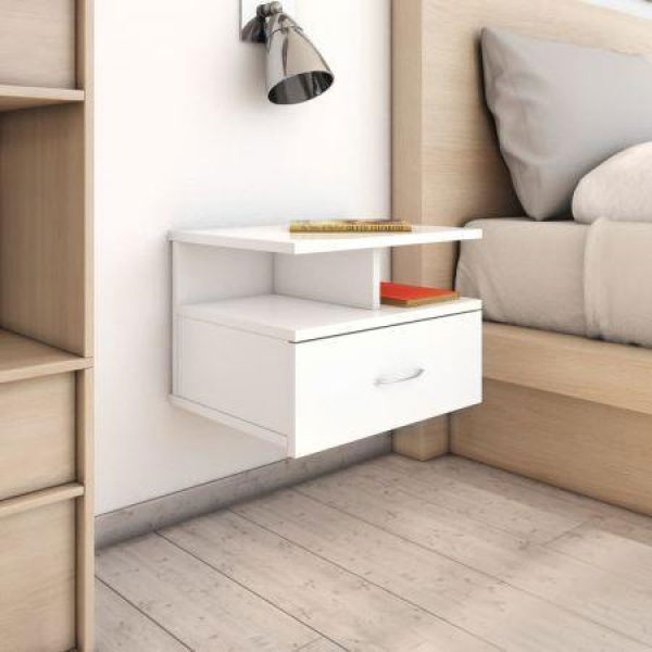 Floating Nightstand High Gloss White 40x31x27 Cm Chipboard