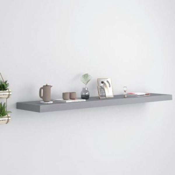 Floating Wall Shelf Grey 120x23.5x3.8 Cm MDF.