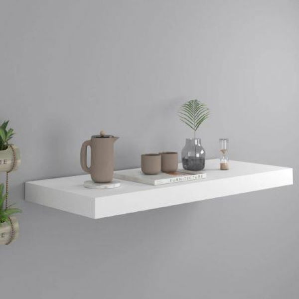 Floating Wall Shelf White 60x23.5x3.8 Cm MDF.