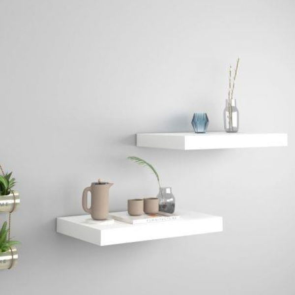 Floating Wall Shelves 2 Pcs White 40x23x3.8 Cm MDF.