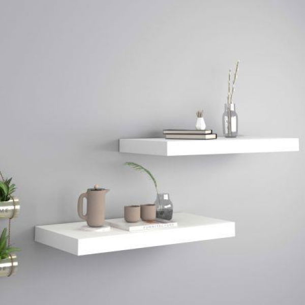 Floating Wall Shelves 2 Pcs White 50x23x3.8 Cm MDF.