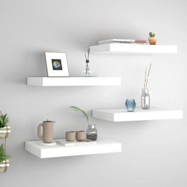 Floating Wall Shelves 4 pcs White 40x23x3.8 cm MDF