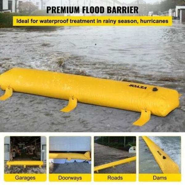 Flood Barrier 12 ft Length x 12 in Height Sandbag Alternative Water Barrier for Flooding with Great Waterproof Effect Reusable PVC Water Diversion Tubes