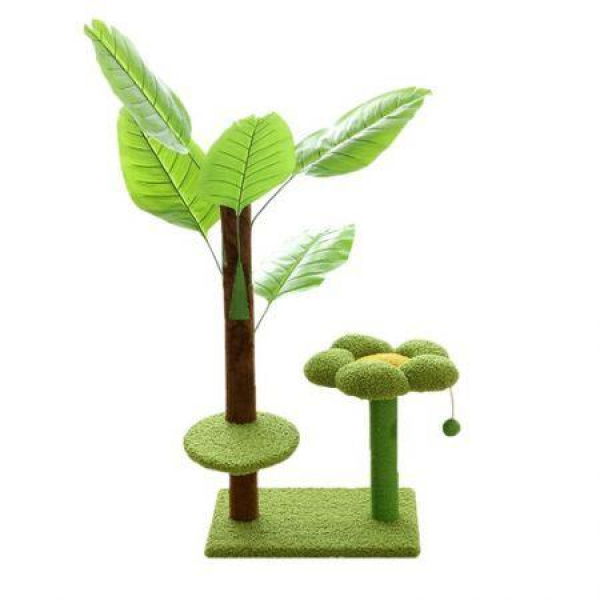 Floofi Cat Tree With Leaves (85cm Green) - 2 Boxes.