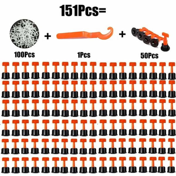 Floor And Tile Spacers/levelers Kit: Leveling And Spacing System With Wedge Spacers And Wrench. 151-piece Set.