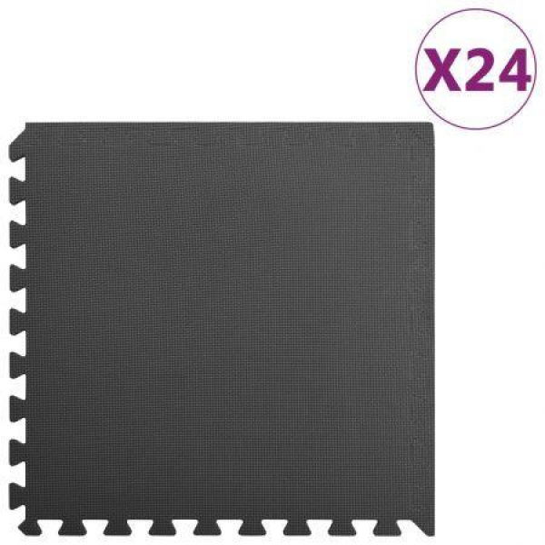 Floor Mats 24 pcs 8.64 mÂ² EVA Foam Black