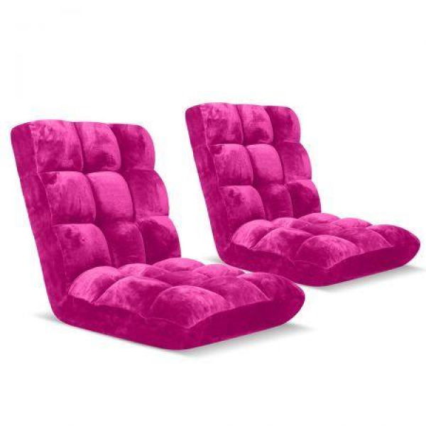 Floor Recliner Folding Lounge Sofa Futon Couch Folding Chair Cushion Pink X2