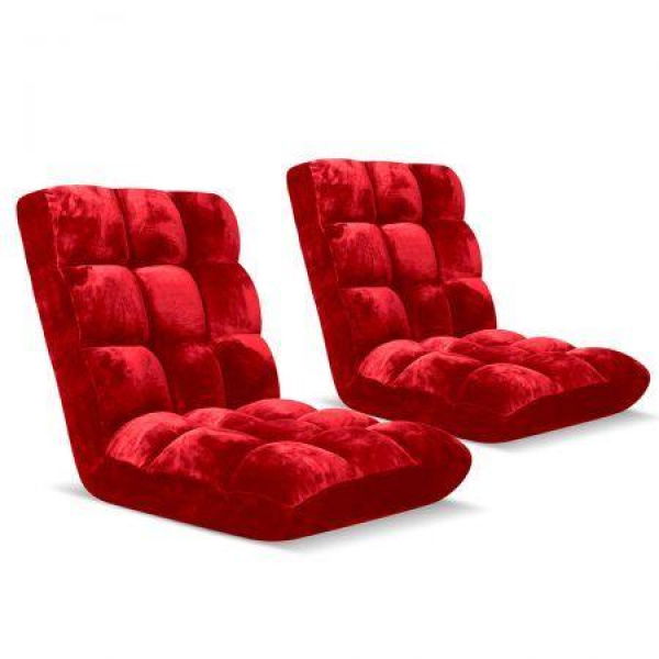 Floor Recliner Folding Lounge Sofa Futon Couch Folding Chair Cushion Red X2