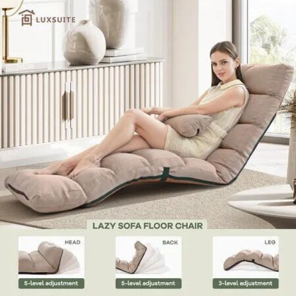 Floor Sofa Bed Couch Chair Single Chaise Lounge Recliner Ground Seat Lounger Sleeping Bedroom Furniture Adjustable Folding Modern Comfortable Pillow