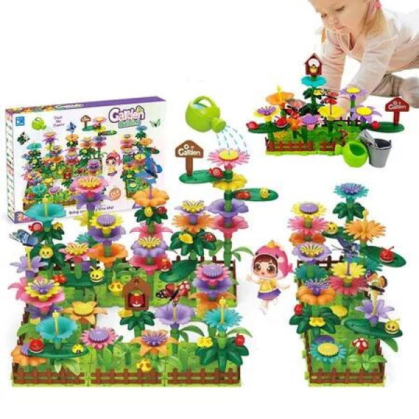 Flower Garden Toys Building Blocks, Flower Garden Building Toys, Flower Garden Building Blocks Brain Development, Kindergarten Toys for Kids Age 3 Up