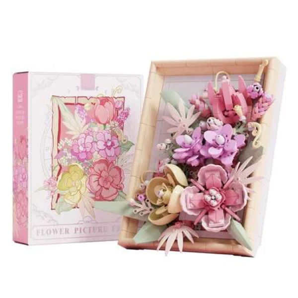 Flowers Building Set, Roses Plants Picture Frame, Botanical Collection Wall Art Home Office Decor, Ideas Gift Building Toy for Boys Girls