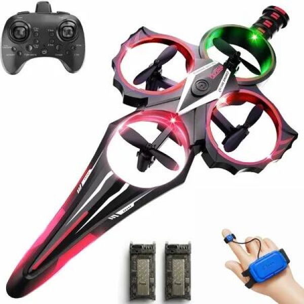 Flying Sword RC Airplane,Gesture Control Airplanes,Remote Control Planes with Light,360 Degree Flip Fighter Jet Toy,Gravity Sensing,Gifts for Kids Age3+