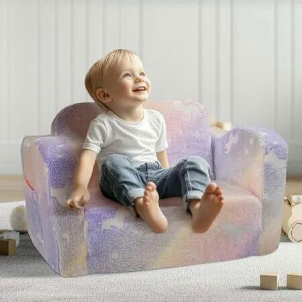Foldable Baby Chair 2-in-1 Baby Lounger Couch Glow in Dark Kids Sofa