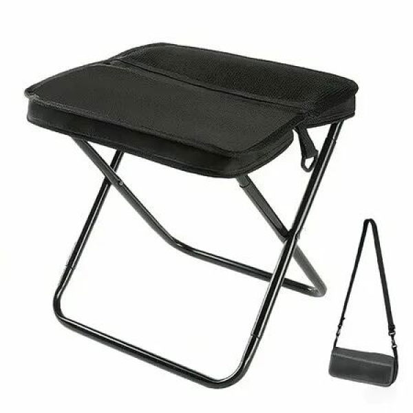 Foldable Backpack Stool Outdoor Camping Stool, Portable Collapsible Chairs Carry Bag For Outdoor Camping Fishing Picnics Color Black Size L