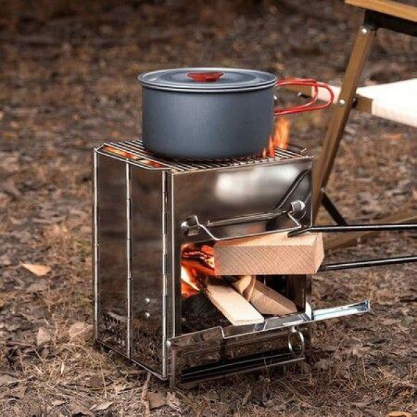 Foldable Campfire Grill Stainless Steel BBQ Grill With Carrying Bag Outdoor Wood Stove Burner For Backyard Patio Cooking Hiking Backpacking Picnic Travel Party