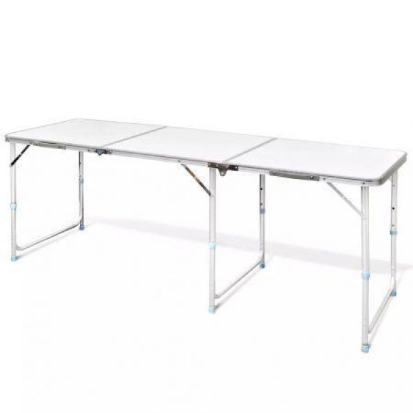 Foldable Camping Table Height Adjustable Aluminium 180 X 60 Cm