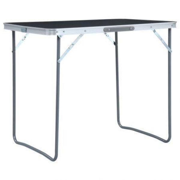 Foldable Camping Table With Metal Frame 80x60 Cm Grey