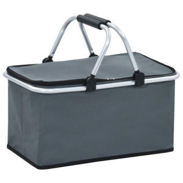 Foldable Cool Bag Grey 46x27x23 Cm Aluminium