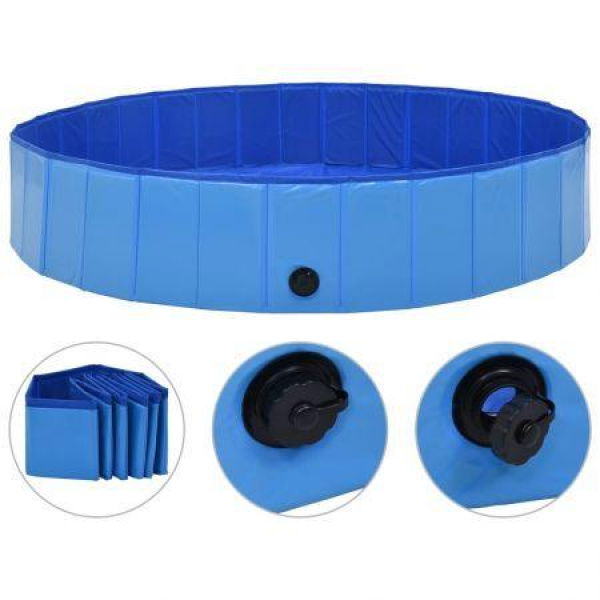 Foldable Dog Swimming Pool Blue 160x30 Cm PVC