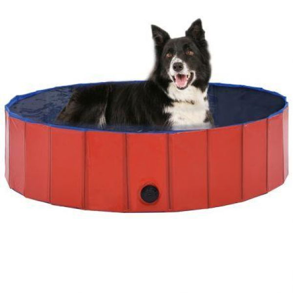 Foldable Dog Swimming Pool Red 120x30 Cm PVC