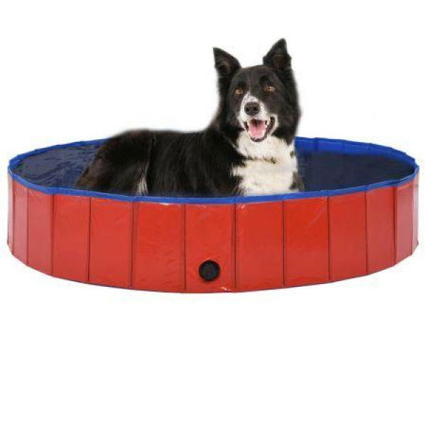 Foldable Dog Swimming Pool Red 160x30 Cm PVC