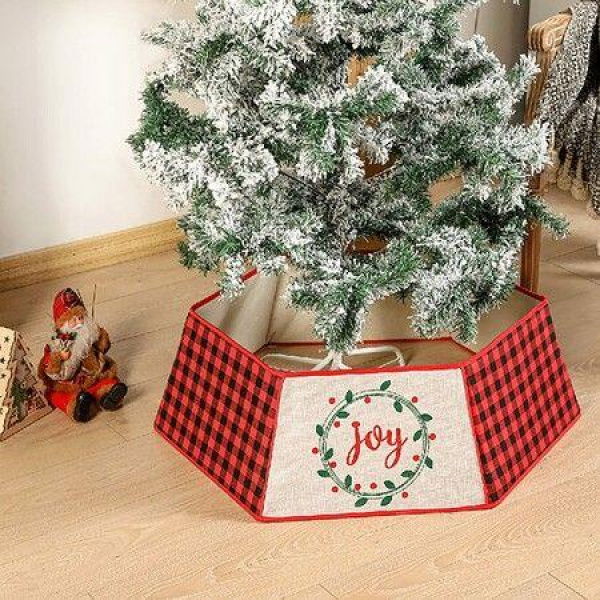 Foldable Grid Christmas Tree Collar,Christmas Trees Skirt Apron Ornament,Christmas Tree Ring Bottom Decoration for Halloween Xmas Holiday Party Indoor Outdoor