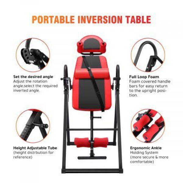 Foldable Inversion Gravity Table 180° Angle Adjustable With Safe Heavy-Duty Frame Portable Home Gym.