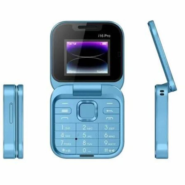 Foldable Mobile Phone for Elderly People Fm Radio Magic Voice Blacklist Speed Dial Vibration 2sim Card for Seniors Easy To Use Color Blue