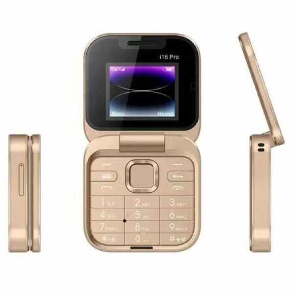 Foldable Mobile Phone for Elderly People Fm Radio Magic Voice Blacklist Speed Dial Vibration 2sim Card for Seniors Easy To Use Color Gold