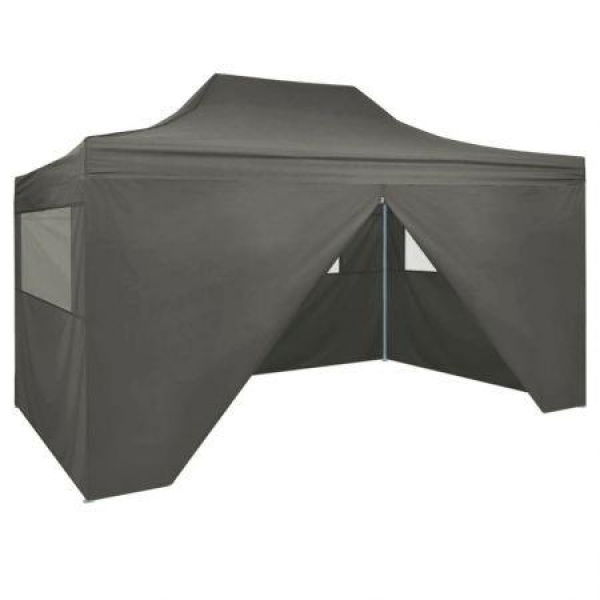 Foldable Tent Pop-Up With 4 Side Walls 3x4.5m Anthracite.